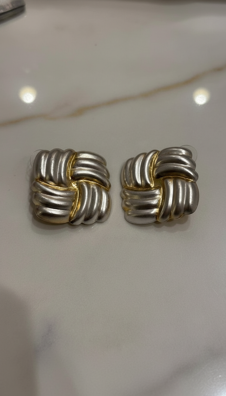 Gold&Silver Block – Orecchini bicolore