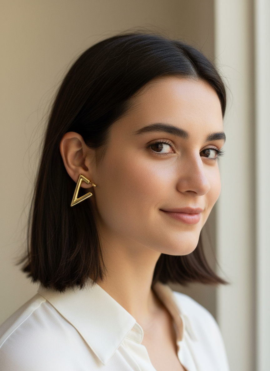 Vortix – Orecchini “spigolo” oro lucente