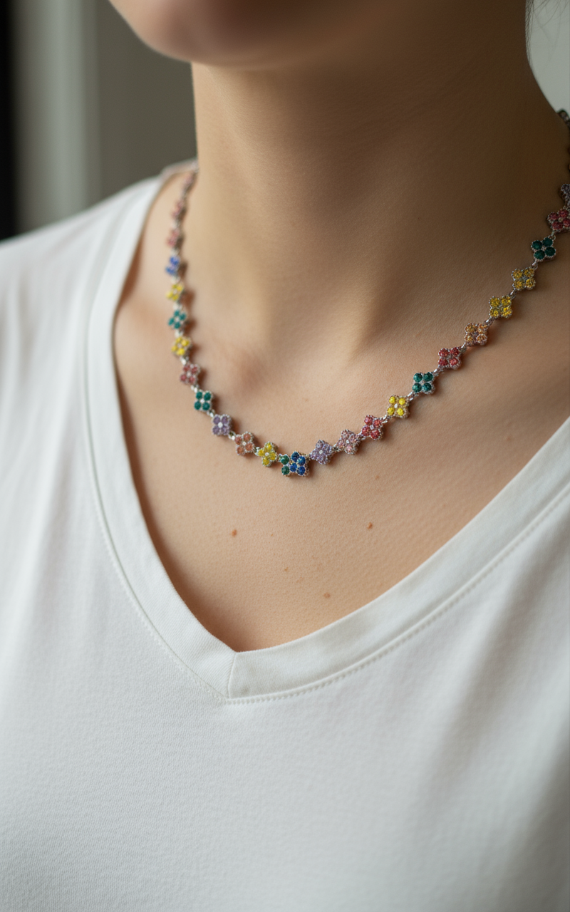 Collana quadrifoglio – multicolor